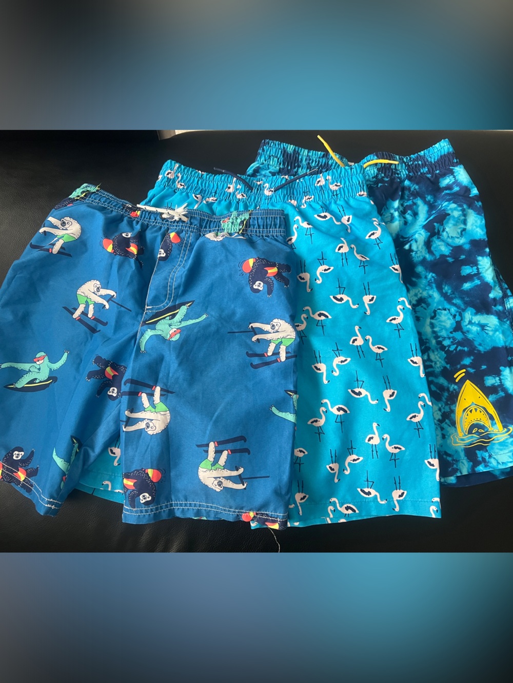 Joe Fresh Boys Blue Patterned Swim Trunks - Flamingo, Tie-Dye & Surf Prints